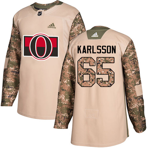 Adidas Senators #65 Erik Karlsson Camo Authentic Veterans Day Stitched NHL Jersey - Click Image to Close